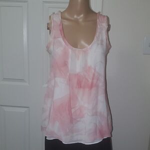 Banana Republic xs artsy Pink and White Relaxed Sleeveless layered Tank Top
